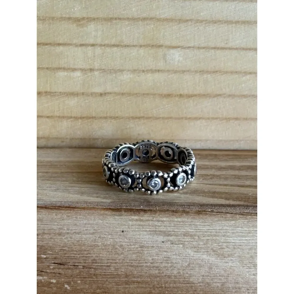 Pandora Her Majesty 925 Sterling Silver Cubic Zirconia Eternity Ring Size 6 (52)